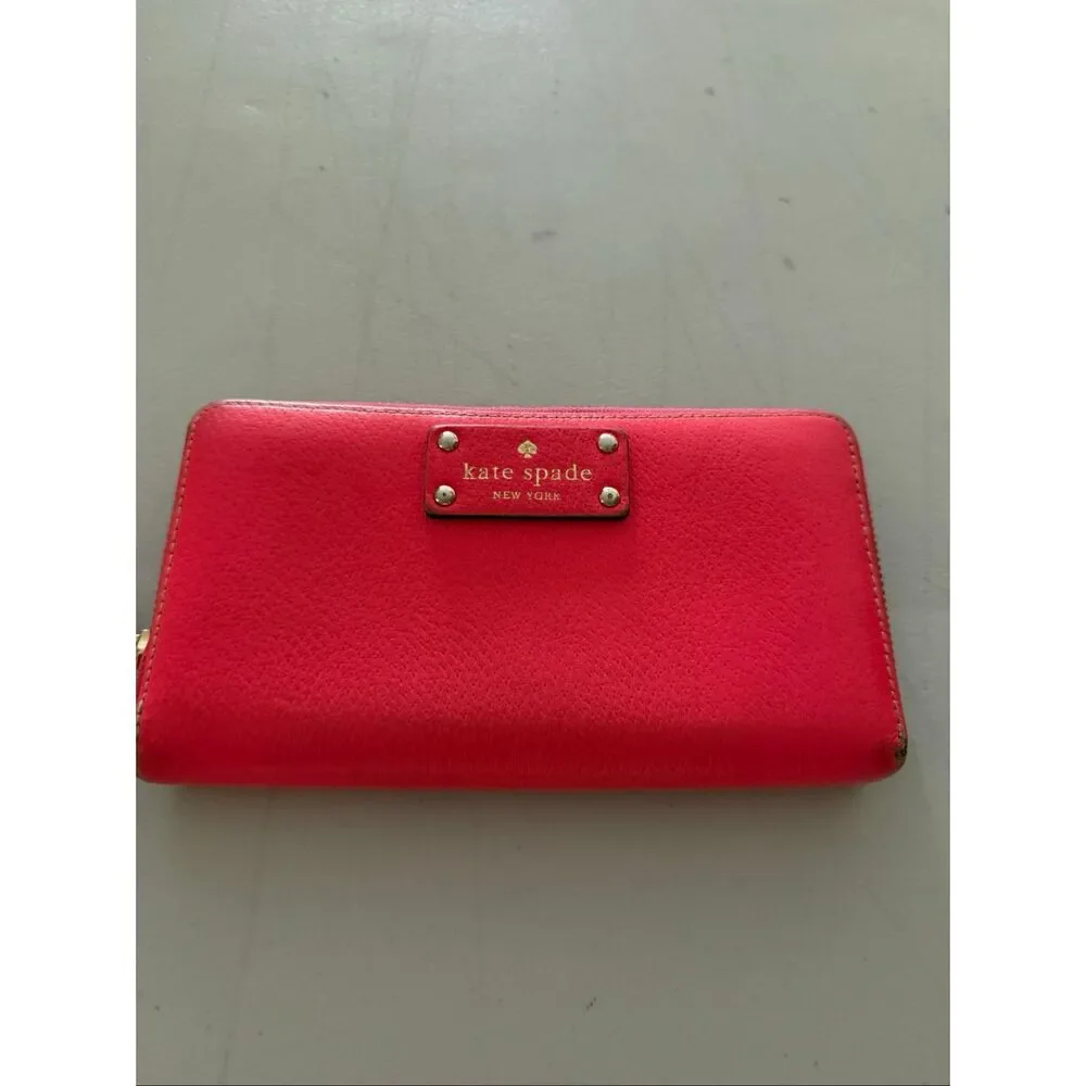 Kate Spade New York Pink Leather Zip Around Continental Wallet